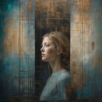 Digital Arts titled "Confinement of the…" by Andreea Dobos, Original Artwork, Digital Painting Mounted on Metal
