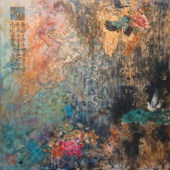 Цифровое искусство под названием "Abstract Asian Eleg…" - Andreea Dobos, Подлинное произведение искусства, Цифровая живопись