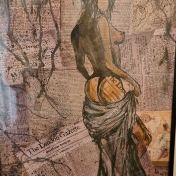 Painting titled "Nud" by Andreea Georgiana, Original Artwork, Acrylic Mounted on Wood Panel