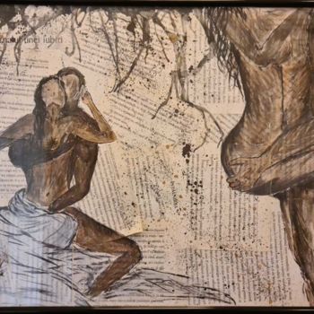 Painting titled "Erotic" by Andreea Georgiana, Original Artwork, Acrylic Mounted on Wood Panel