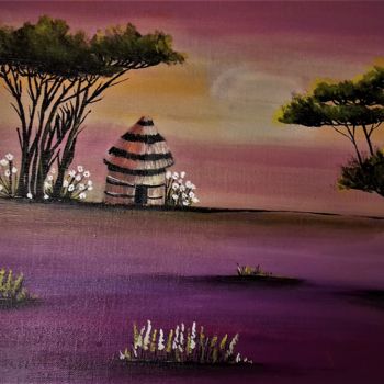 Painting titled "la-hutte.jpg" by Andrée Mercier, Original Artwork, Acrylic