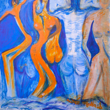 Painting titled "Jeux dans l'eau / w…" by Andrée Mollard, Original Artwork, Acrylic