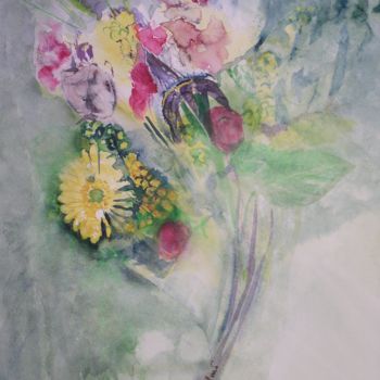 Painting titled "Bouquet" by Andrée Mollard, Original Artwork, Ink