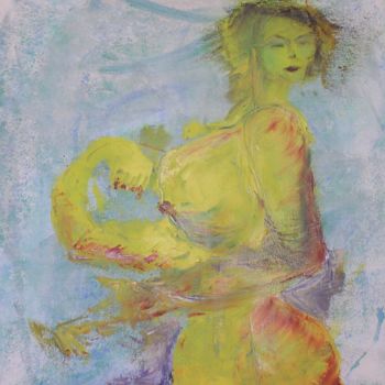 Malerei mit dem Titel "Tourbillon jaune" von Andrée Mollard, Original-Kunstwerk, Acryl