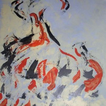 Pintura intitulada "Gitane rouge et noi…" por Andrée Mollard, Obras de arte originais, Acrílico