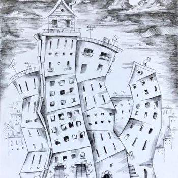 Drawing titled "Декорации фантазии" by Daria Andreeva, Original Artwork, Ink