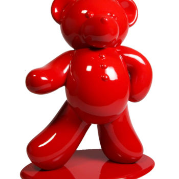 Sculpture intitulée "Ours Rouge 45cm Co.…" par Harouna Andre Guillabert Gacko, Œuvre d'art originale, Résine