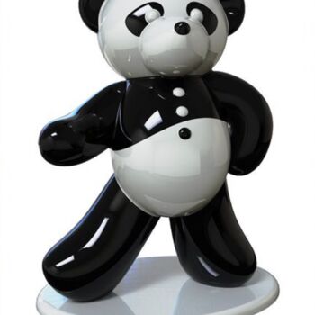 Scultura intitolato "Ours Pop Art Panda…" da Harouna Andre Guillabert Gacko, Opera d'arte originale, Resina