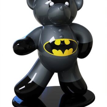 Скульптура под названием "Ours Pop Art Batman…" - Harouna Andre Guillabert Gacko, Подлинное произведение искусства, Смола