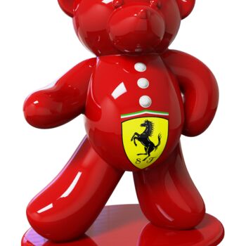 Скульптура под названием "Ours Pop Art Ferrari" - Harouna Andre Guillabert Gacko, Подлинное произведение искусства, лак