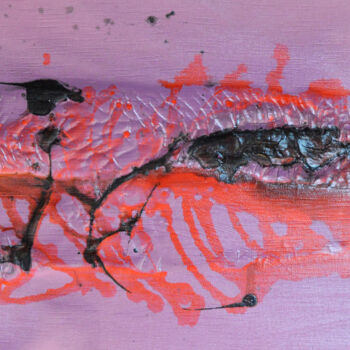 Painting titled "Fish skeleton" by Andrei Autumn, Original Artwork, Acrylic