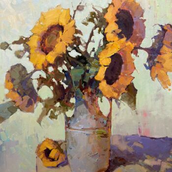 Painting titled "Sunflowers2" by Andrei Belaichuk, Original Artwork, Oil