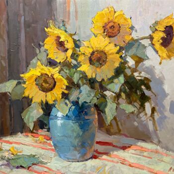 Painting titled "Sunflowers3" by Andrei Belaichuk, Original Artwork, Oil