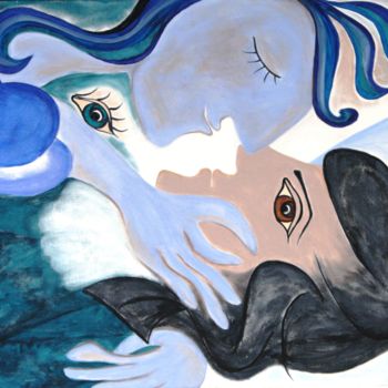 Painting titled "Blaue Liebe von Emi…" by Maria Voican, Original Artwork, Acrylic