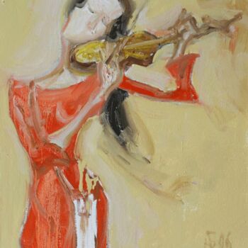 Pintura titulada "Скрипка Катя" por Andrei Bondarau, Obra de arte original