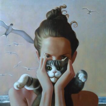 Malerei mit dem Titel "Catsss" von Andrei Buryak, Original-Kunstwerk, Öl
