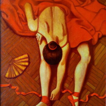 Painting titled "Red Dancer" by Andrei Buryak, Original Artwork, Oil