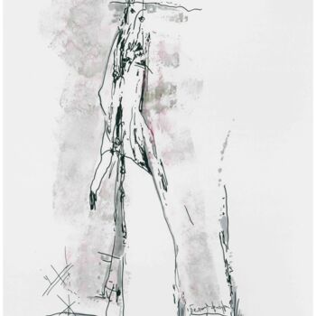Картина под названием "White figure" - Andrei Dukhounikau, Подлинное произведение искусства, Акварель