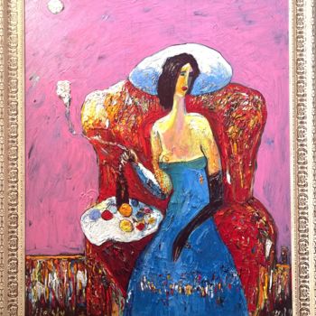 Pintura intitulada "The girl in the cha…" por Andrei Eletsky, Obras de arte originais, Óleo Montado em Armação em madeira