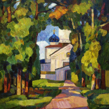 Pintura titulada "White monastery" por Andrei Kioresku, Obra de arte original, Oleo