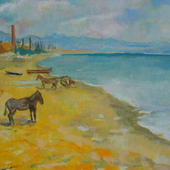 Malarstwo zatytułowany „"Playa de Barcelone…” autorstwa Andrei Klenov, Oryginalna praca, Olej