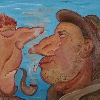 "Les fumeurs" başlıklı Tablo Andrei Klenov tarafından, Orijinal sanat, Petrol