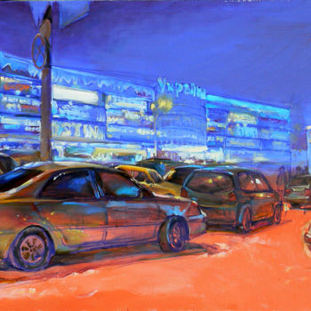 Painting titled "Big city lights" by Andrei Kutsachenko, Original Artwork, Oil