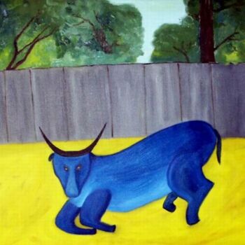 Malerei mit dem Titel "Bluebull" von Andrei Poliakov, Original-Kunstwerk