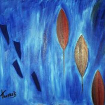 Pintura titulada "Листья на голубом" por Andrei Poliakov, Obra de arte original