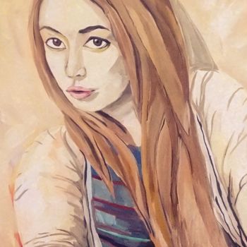 Peinture intitulée "Девушка" par Andrei Temnenky, Œuvre d'art originale, Gouache