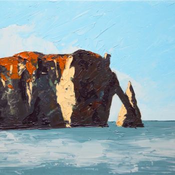 Peinture intitulée "Cliffs of Etretat" par Andrei Voica, Œuvre d'art originale, Huile