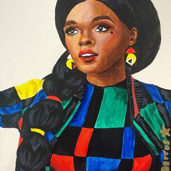 Painting titled "JANELLE MONÁE" by Andreia Barros, Original Artwork, Acrylic