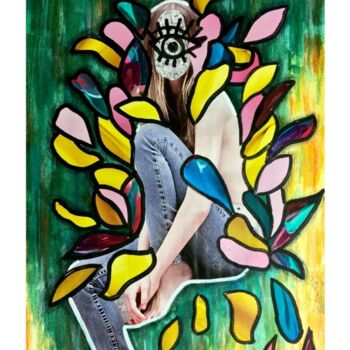 Colagens intitulada "FLOWER" por Andreia Barros, Obras de arte originais, Colagens