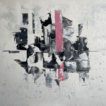 Картина под названием "Pink on grey" - Andrei Makarov, Подлинное произведение искусства, Масло Установлен на картон