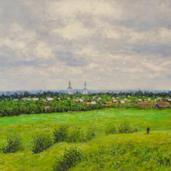 Peinture intitulée "Сельский пейзаж" par Andrei Abramov (Andrei Liumes), Œuvre d'art originale, Huile