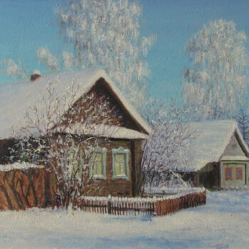 Картина под названием ""Деревенский домик"" - Андрей Абрамов (Андрей Люмес), Подлинное произведение искусства, Масло
