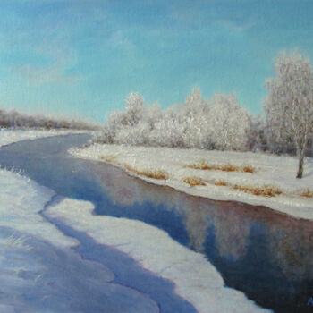 Картина под названием "Река не замерзает" - Андрей Абрамов (Андрей Люмес), Подлинное произведение искусства, Масло