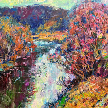 Картина под названием "Autumn landscape Oi…" - Andrey Chebotaru, Подлинное произведение искусства, Масло