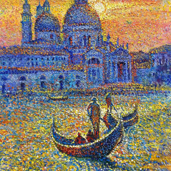 Peinture intitulée "Venice grand canal…" par Andrey Chebotaru, Œuvre d'art originale, Huile