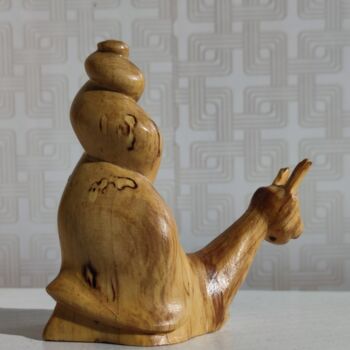 Sculpture titled "Hornbeam Snail" by Andrei Latyshev, Original Artwork, Wood
