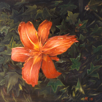 Картина под названием "Оранжевая лилия в в…" - Андрей Рапуто, Подлинное произведение искусства, Масло