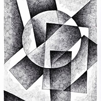 Desenho intitulada "Композиция с кругом" por Andrei Saratov, Obras de arte originais, Caneta de gel