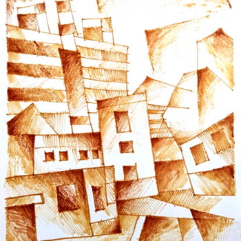 Zeichnungen mit dem Titel "Вид на Ткацкую улицу" von Andrei Saratov, Original-Kunstwerk, Marker