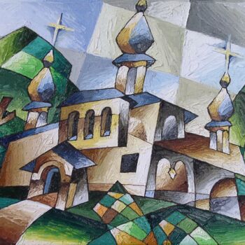 Картина под названием "Псковский пейзаж" - Андрей Саратов, Подлинное произведение искусства, Масло