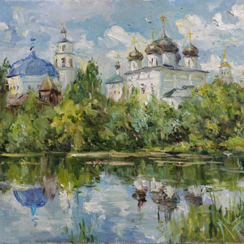 Pittura intitolato "Вид на Трифонов мон…" da Andrej Shirokov, Opera d'arte originale, Olio