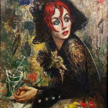 Картина под названием "Любительница коктей…" - Андрей Смоляк, Подлинное произведение искусства, Масло