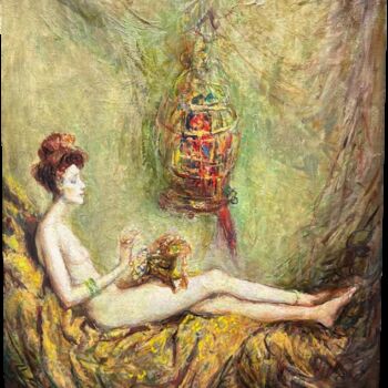 Картина под названием "Золотая клетка" - Андрей Смоляк, Подлинное произведение искусства, Масло