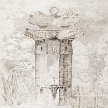 Σχέδιο με τίτλο "Gartentor mit Ochse…" από Andrej Vaganov, Αυθεντικά έργα τέχνης, Silverpoint