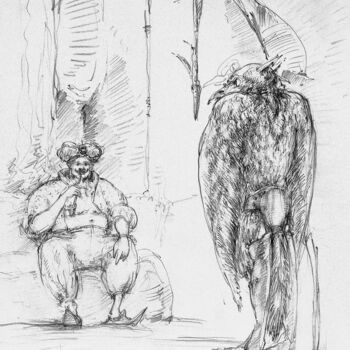 Zeichnungen mit dem Titel "VÖGEL-MENSCHEN | Tr…" von Andrej Vaganov, Original-Kunstwerk, Bleistift