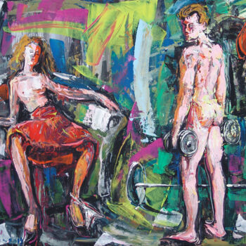 Peinture intitulée "Lazy admirers of he…" par Andrejs Bovtovičs, Œuvre d'art originale, Acrylique